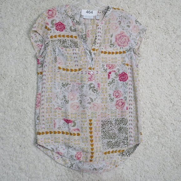 New York & Company* Women's Short Sleeve Curved Hem Split Neck‎ Blouse Size~ XS - Picture 1 of 8